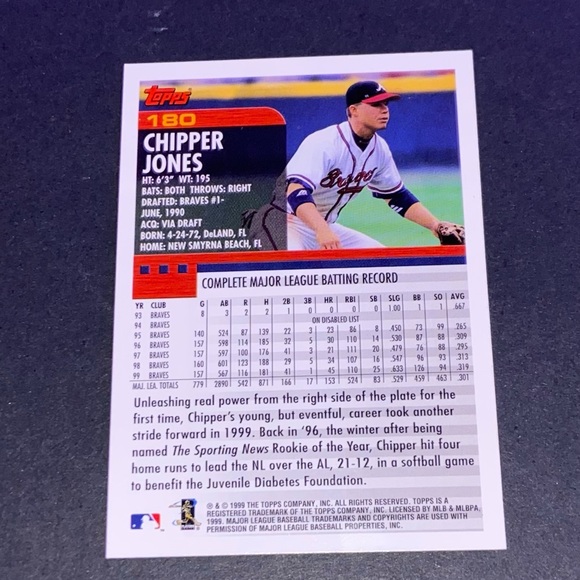 Chipper Jones card Topps 2000 - Picture 2 of 2